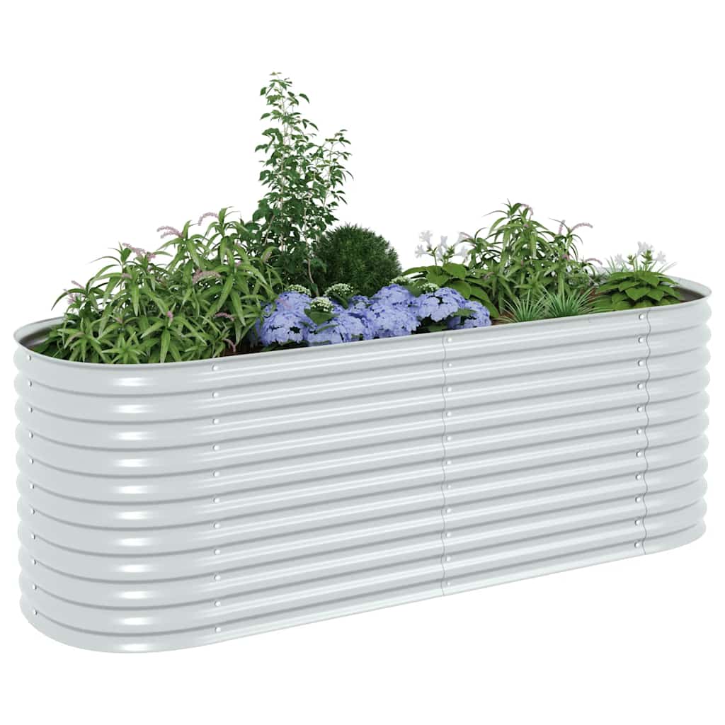 Strat înălțat grădină argintiu 240x80x81 cm oțel galvanizat   GartenMobel Dekor