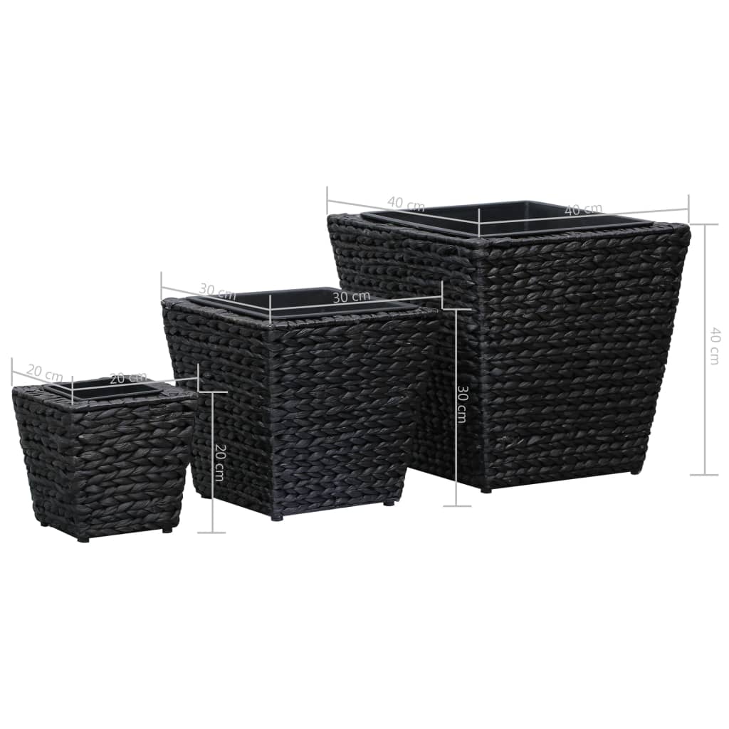 Straturi înălțate, 3 buc., negru, zambilă de apă GartenMobel Dekor