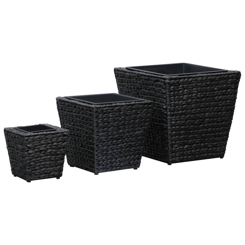 Straturi înălțate, 3 buc., negru, zambilă de apă GartenMobel Dekor