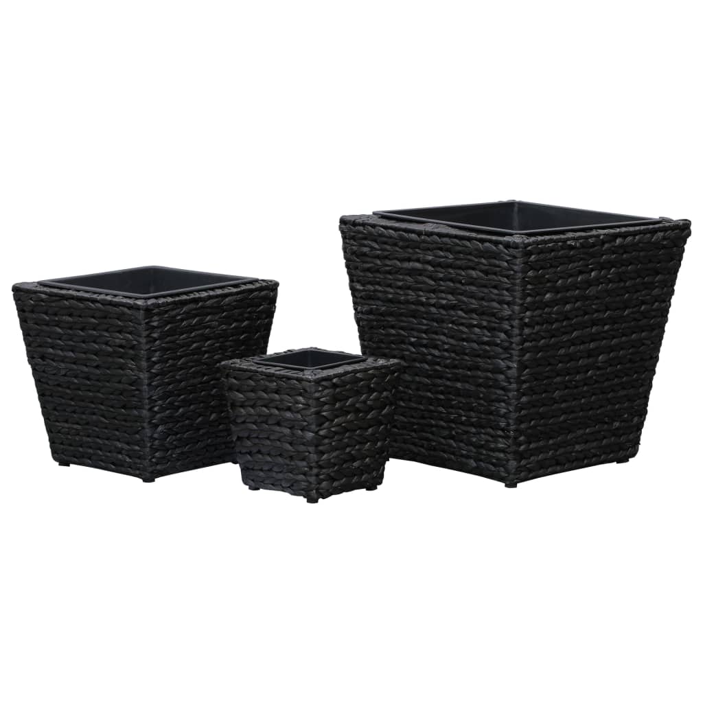 Straturi înălțate, 3 buc., negru, zambilă de apă GartenMobel Dekor