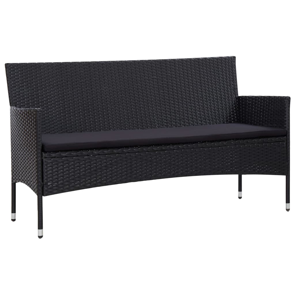 Set mobilier de grădină cu perne, 5 piese, negru, poliratan GartenMobel Dekor