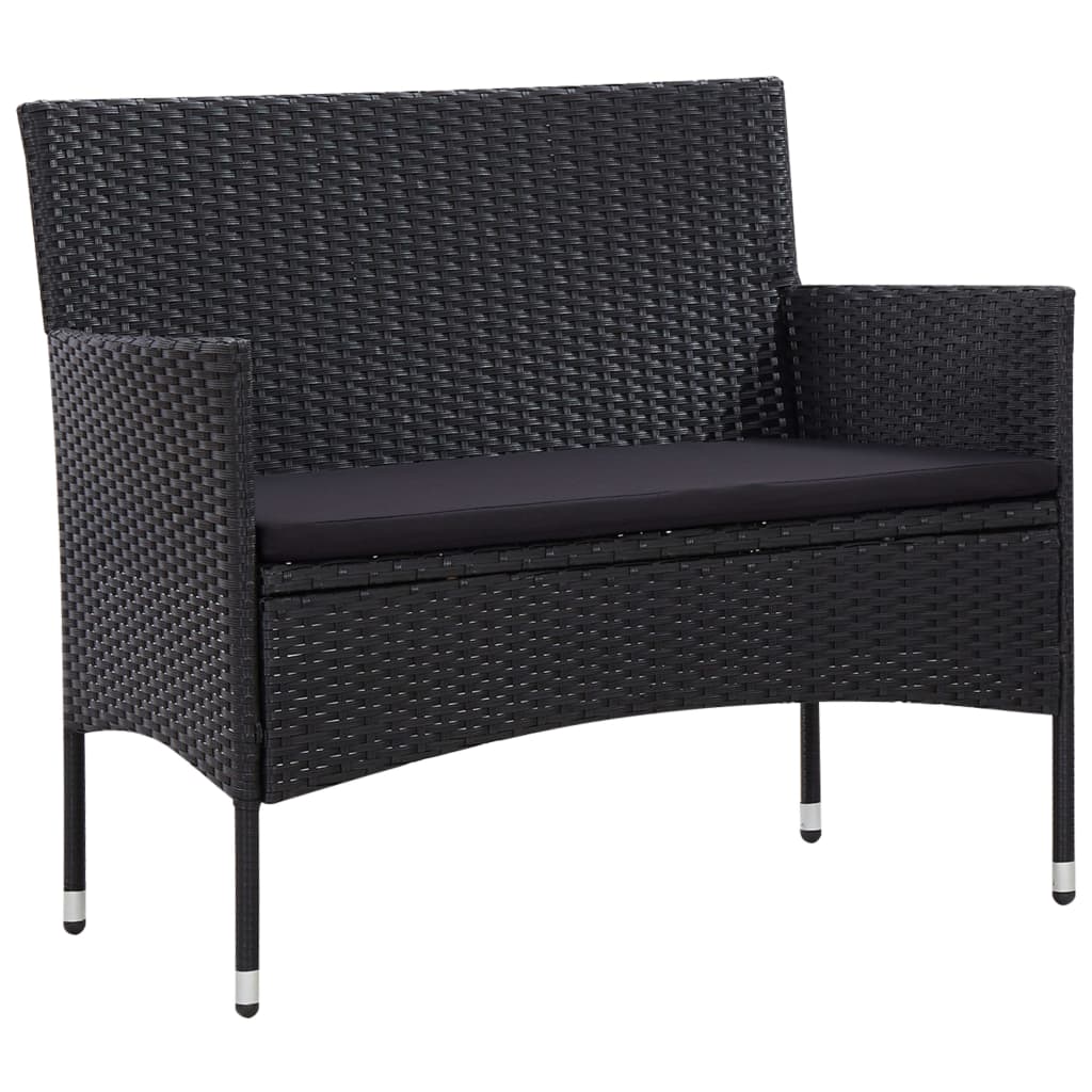 Set mobilier de grădină cu perne, 5 piese, negru, poliratan GartenMobel Dekor
