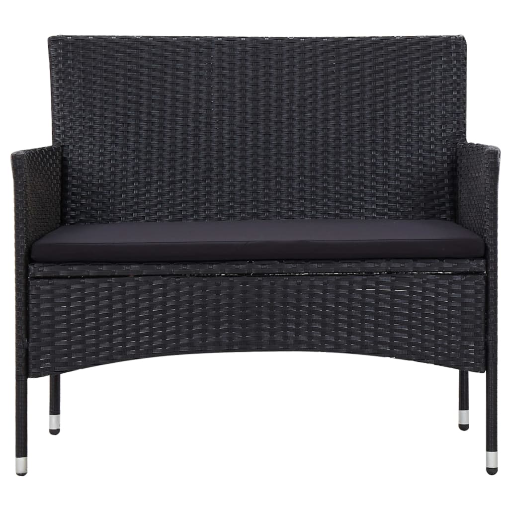 Set mobilier de grădină cu perne, 5 piese, negru, poliratan GartenMobel Dekor