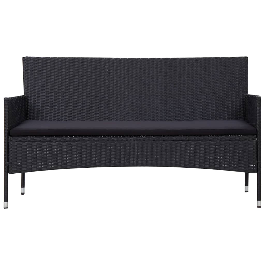 Set mobilier de grădină cu perne, 5 piese, negru, poliratan GartenMobel Dekor