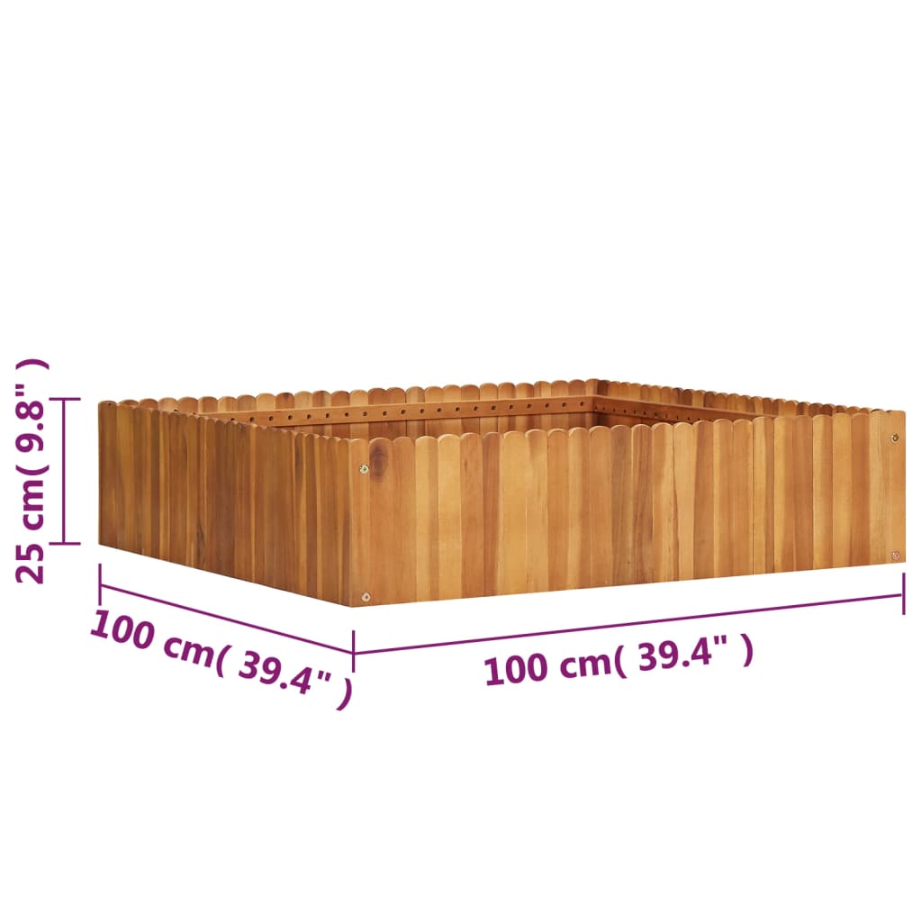 Strat înălțat de grădină, 100x100x25 cm, lemn masiv de acacia GartenMobel Dekor