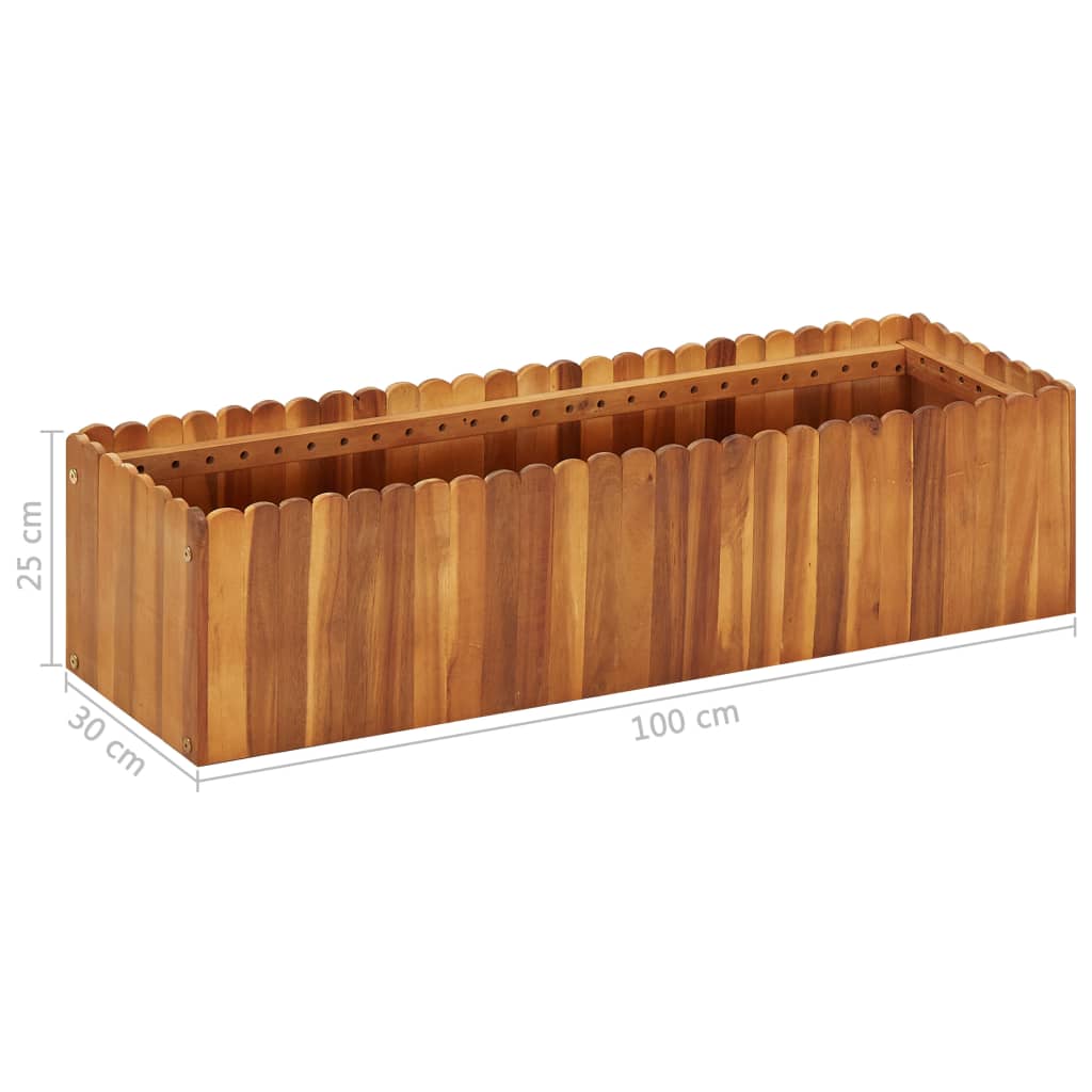 Strat înălțat de grădină, 100x30x25 cm, lemn masiv de acacia GartenMobel Dekor