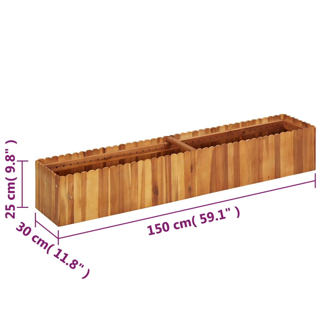 Strat înălțat de grădină, 150x30x25 cm, lemn masiv de acacia GartenMobel Dekor
