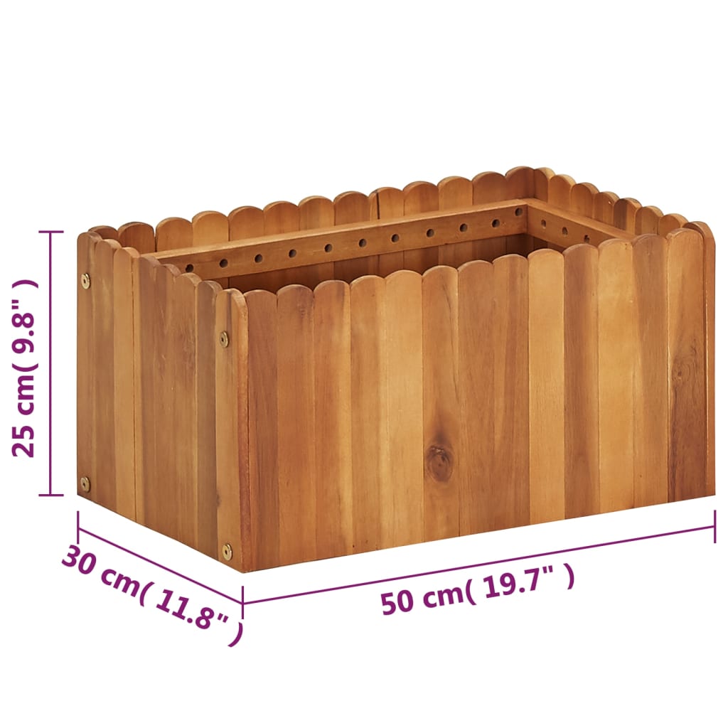 Strat înălțat de grădină, 50 x 30 x 25 cm, lemn masiv de acacia GartenMobel Dekor