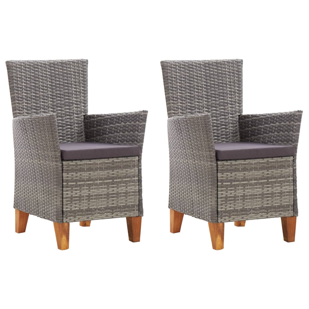 Scaune de grădină cu perne, 2 buc., gri, poliratan GartenMobel Dekor