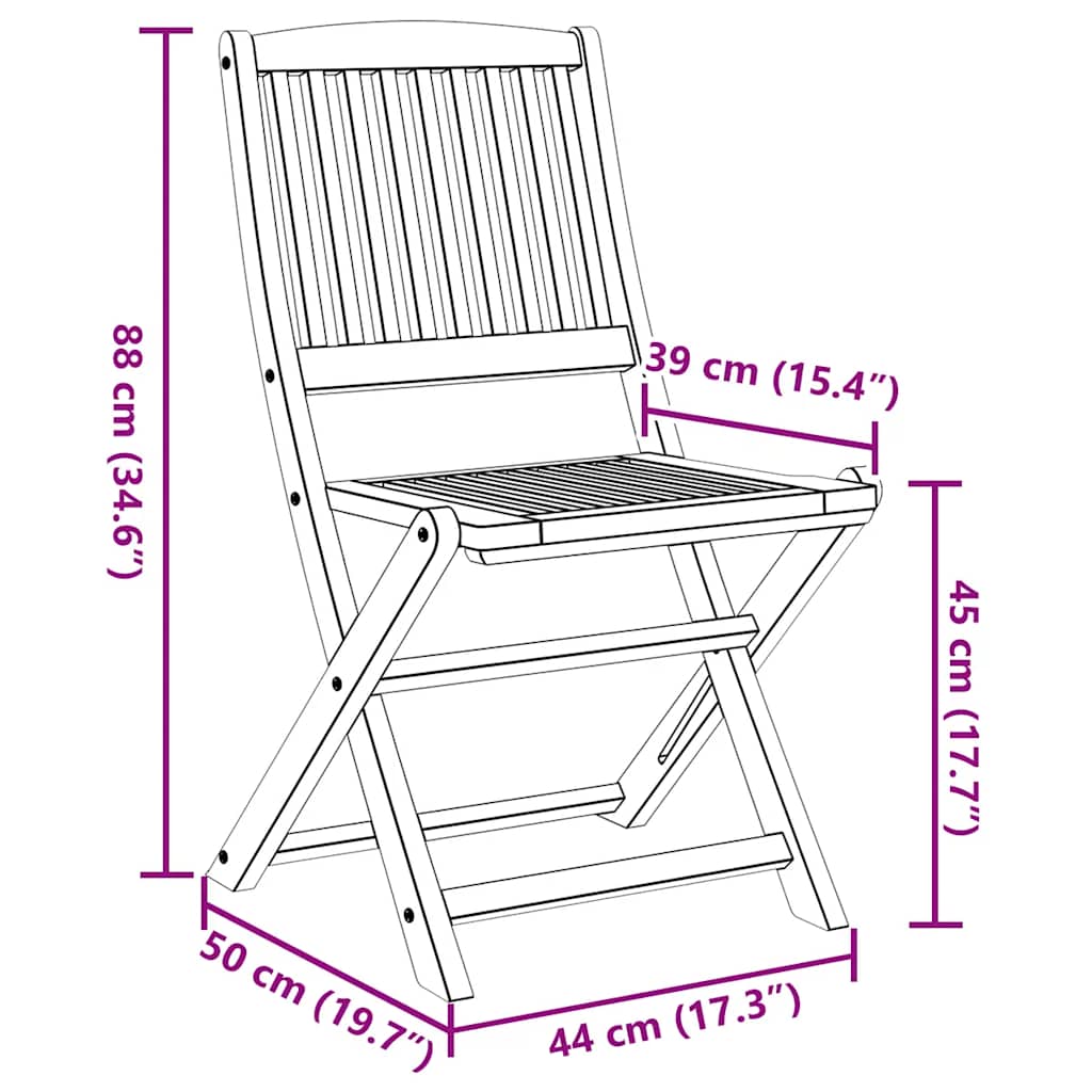 Scaune pliabile de exterior, 4 buc., lemn masiv de acacia GartenMobel Dekor