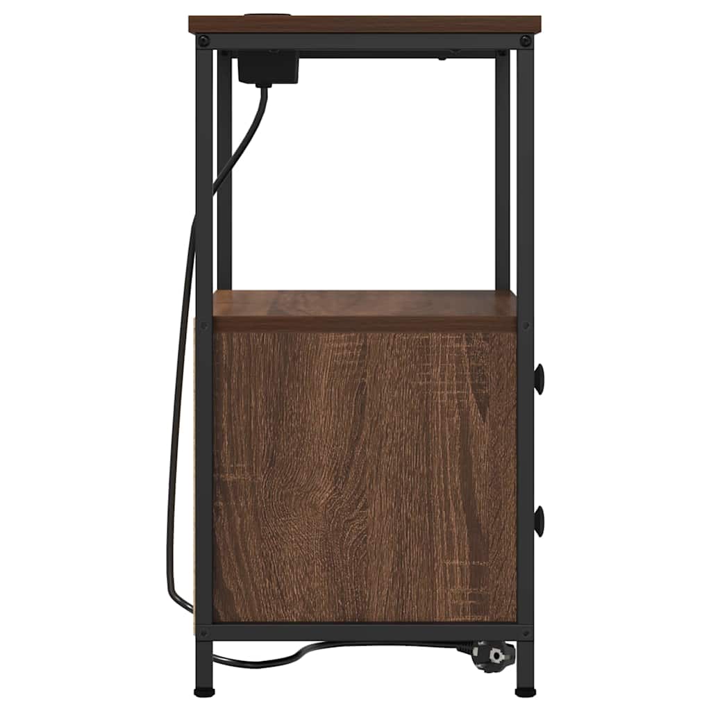 Cabinet de noptiere cu stație de încărcare 2 pcs Stejar brun GartenMobel Dekor