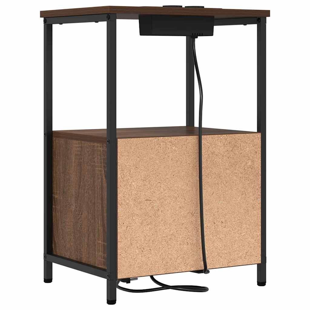 Cabinet de noptiere cu stație de încărcare 2 pcs Stejar brun GartenMobel Dekor