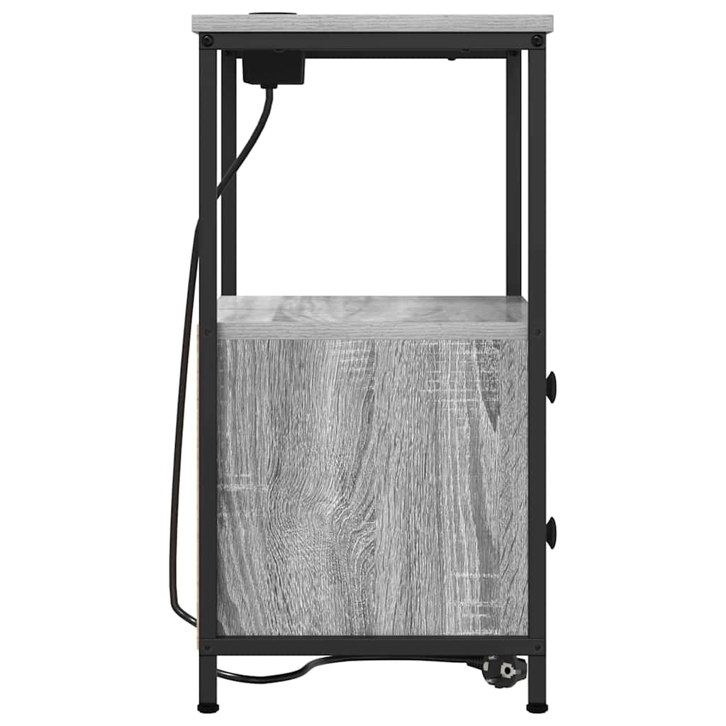 Cabinet de noptiere cu stație de încărcare 2 pcs sonoma gri GartenMobel Dekor
