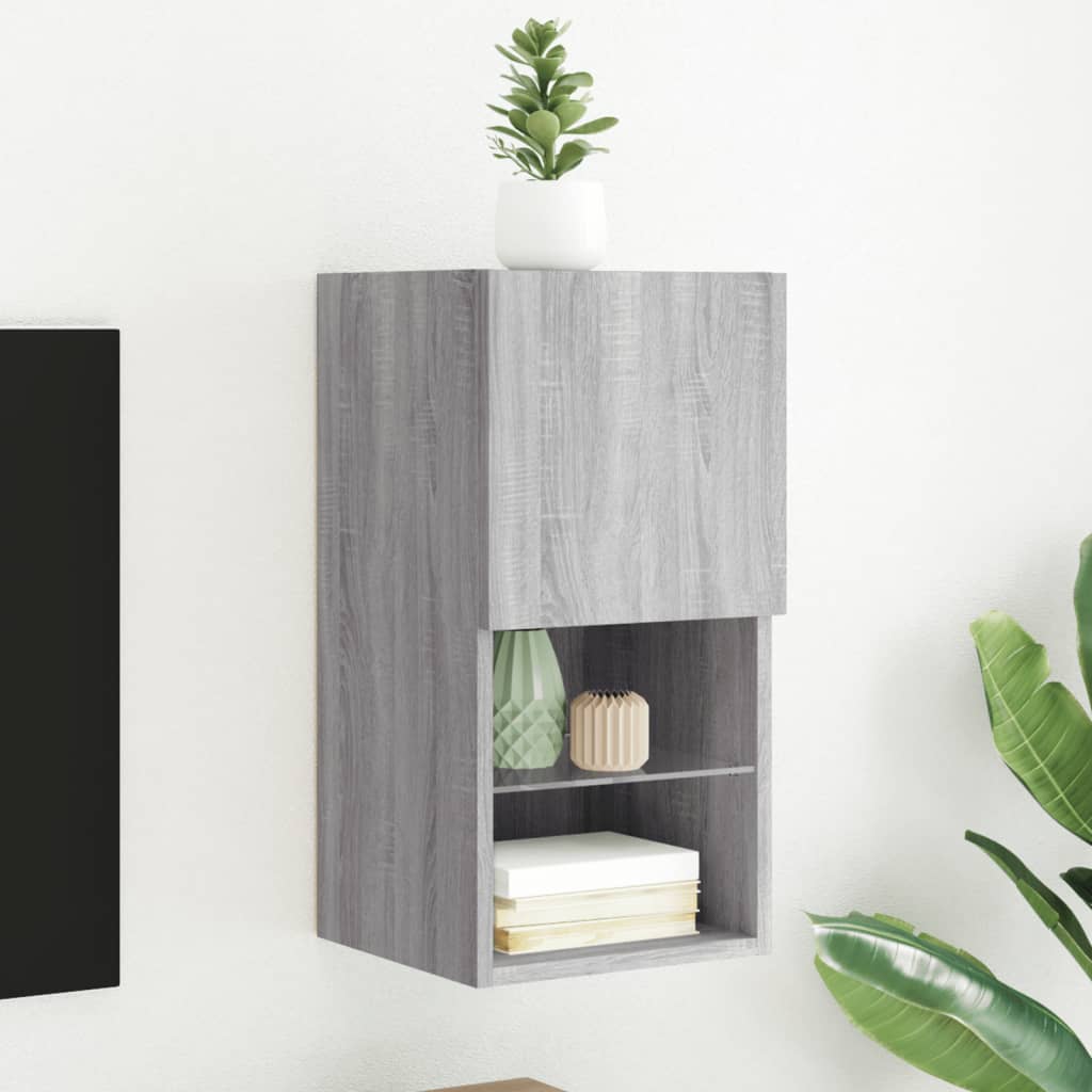 Comodă TV cu lumini LED, gri sonoma, 30,5x30x60 cm GartenMobel Dekor