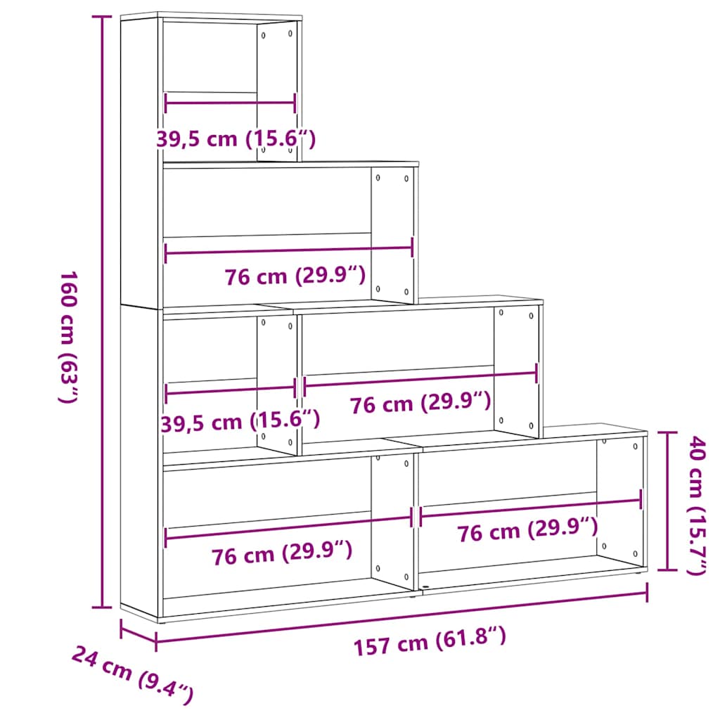 Dulap pentru cărți Stejar Negru 155 x 24 x 160 cm Lemn compozit GartenMobel Dekor