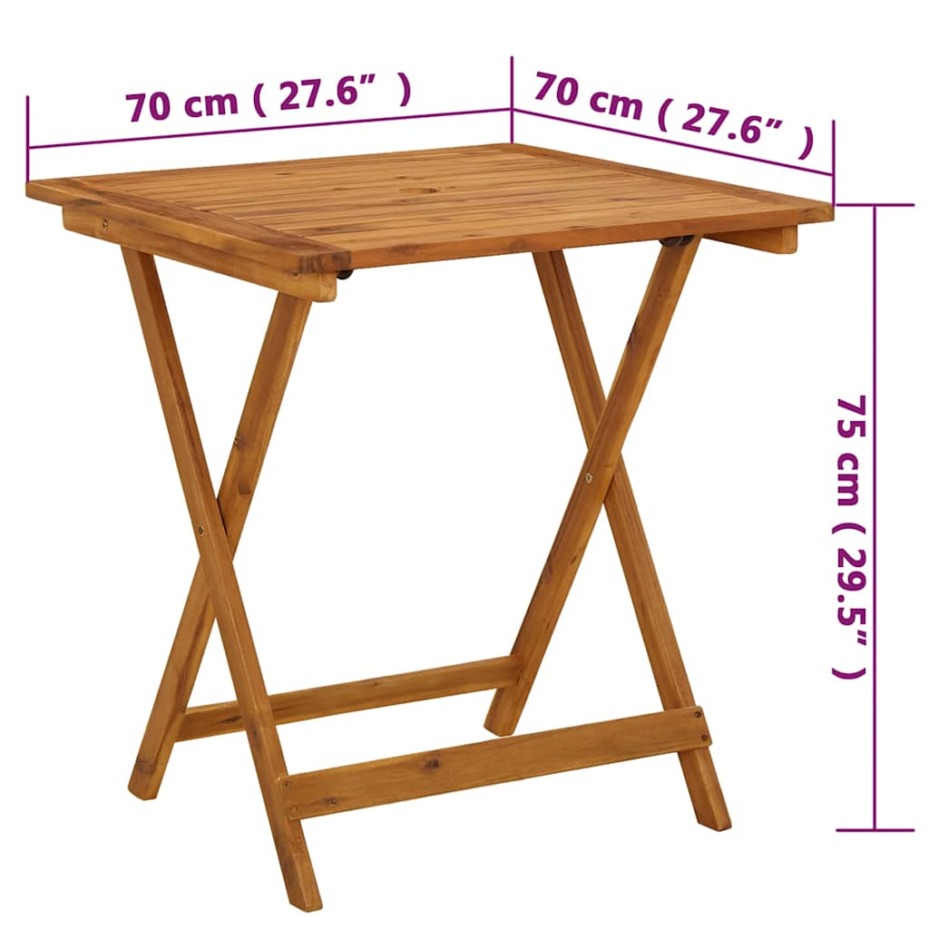 Masă de grădină pliabilă, 70 x 70 x 75 cm, lemn masiv de acacia GartenMobel Dekor