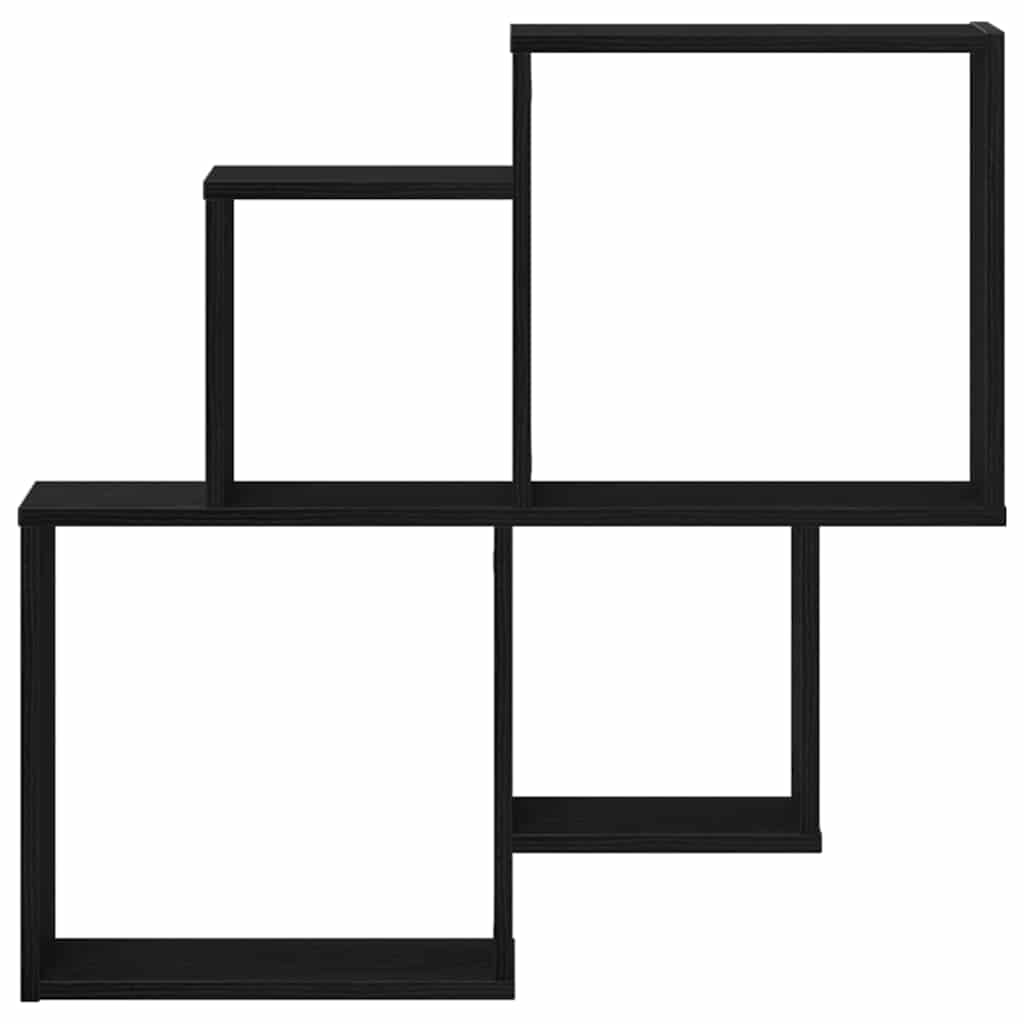 Raft cub pentru perete cu raft Stejar negru 80 x 15 x 78.5 cm GartenMobel Dekor