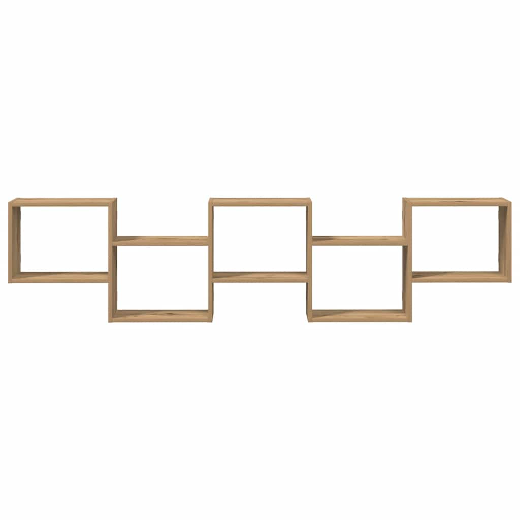 Raft cubic de perete cu 5 compartimente stejar artizanal lemn GartenMobel Dekor