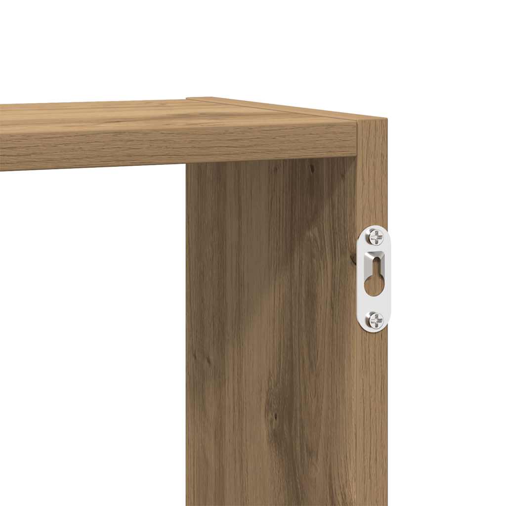 Raft cubic de perete cu 5 compartimente stejar artizanal lemn GartenMobel Dekor