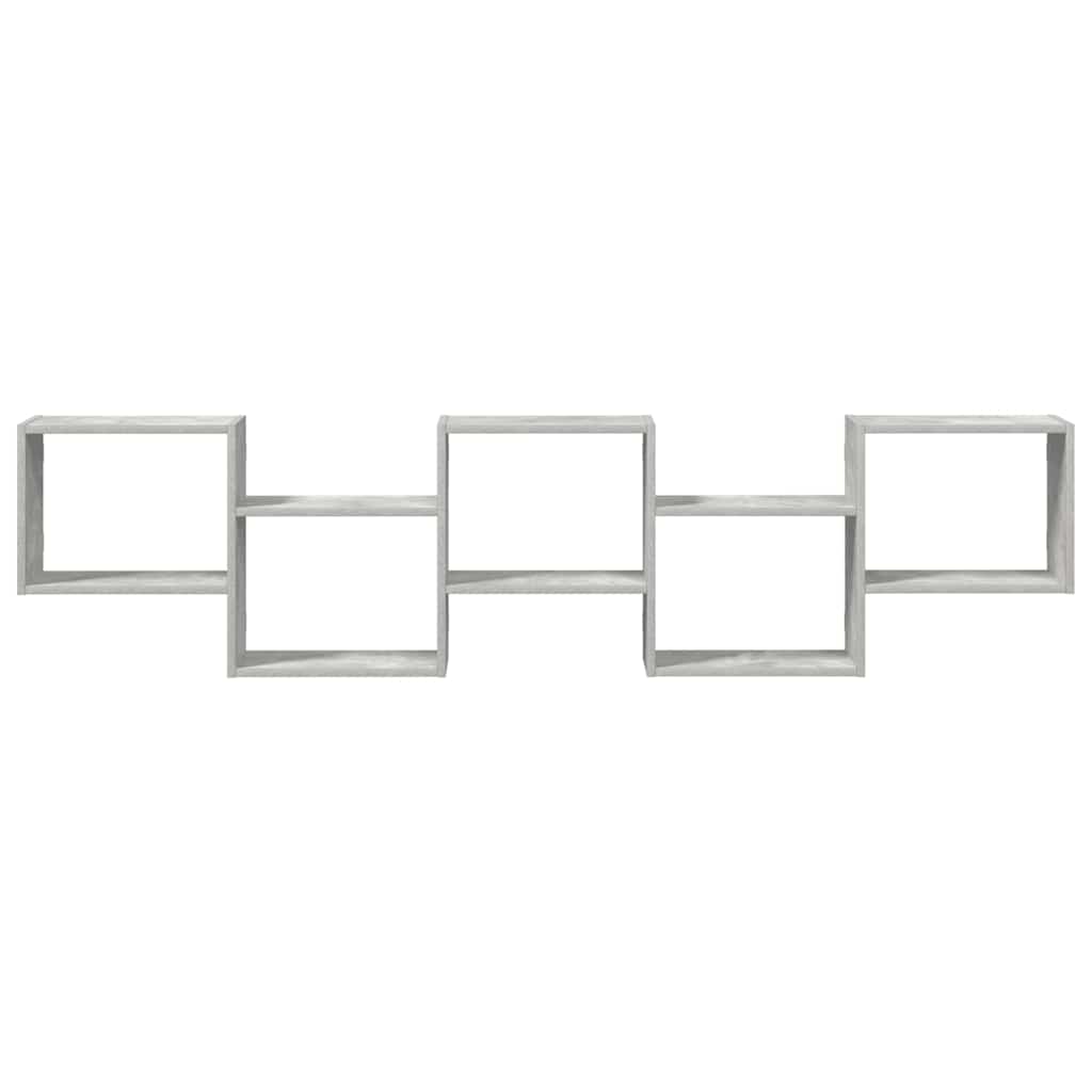 Raft cubic perete cu 5 compartimente gri beton lemn prelucrat GartenMobel Dekor