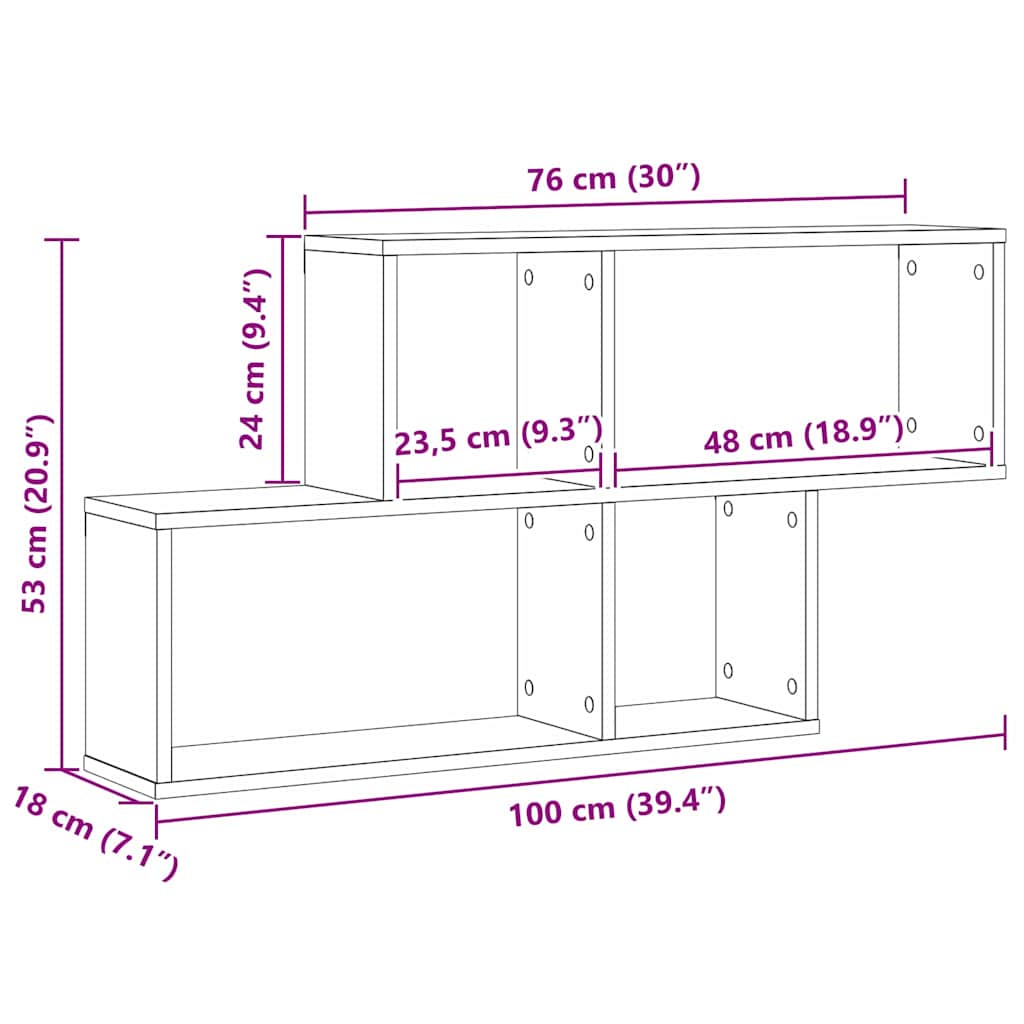 Raft de perete Stejar negru 76 x 15 x 53 cm Lemn compozit GartenMobel Dekor