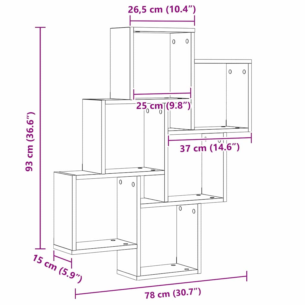 Raft de perete Stejar negru 78 x 15 x 92 cm Lemn compozit GartenMobel Dekor