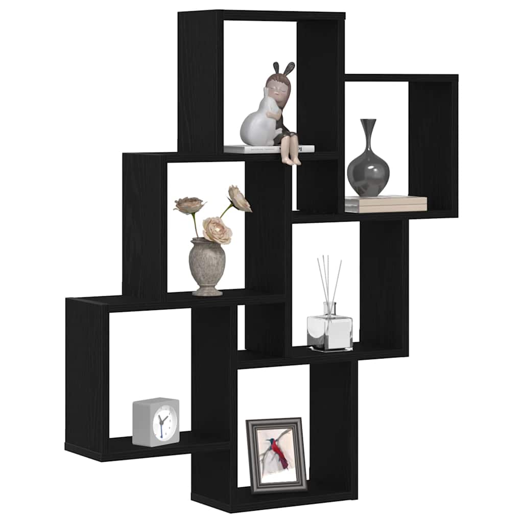 Raft de perete Stejar negru 78 x 15 x 92 cm Lemn compozit GartenMobel Dekor