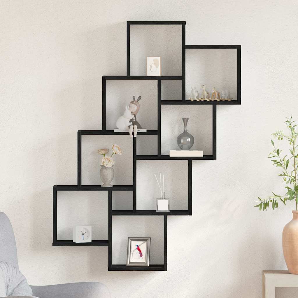 Raft de perete Stejar negru 90 x 15 x 119.5 cm Lemn compozit GartenMobel Dekor