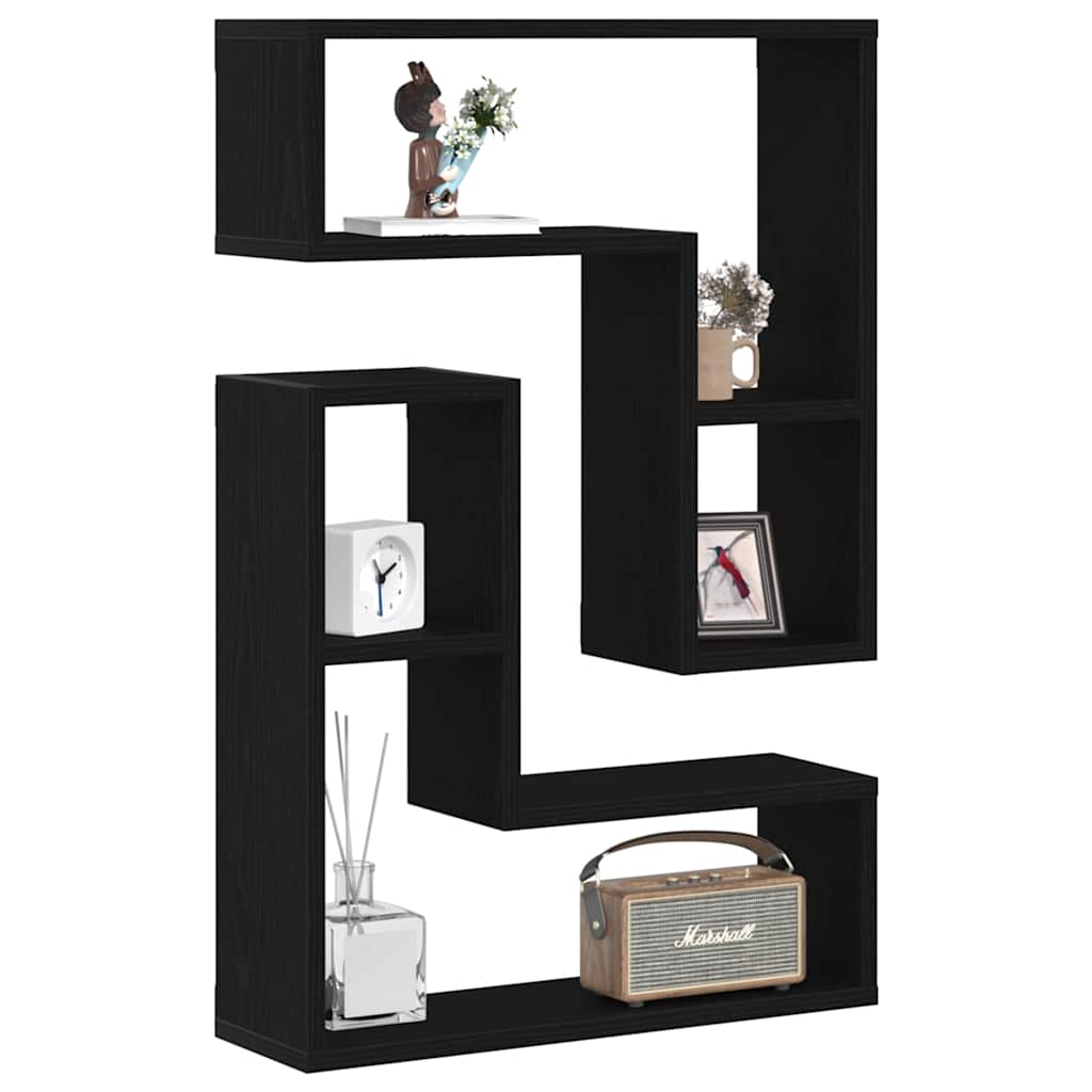 Șemele de perete cu raft 2 pcs Stejar negru 50 x 15 x 85 cm GartenMobel Dekor