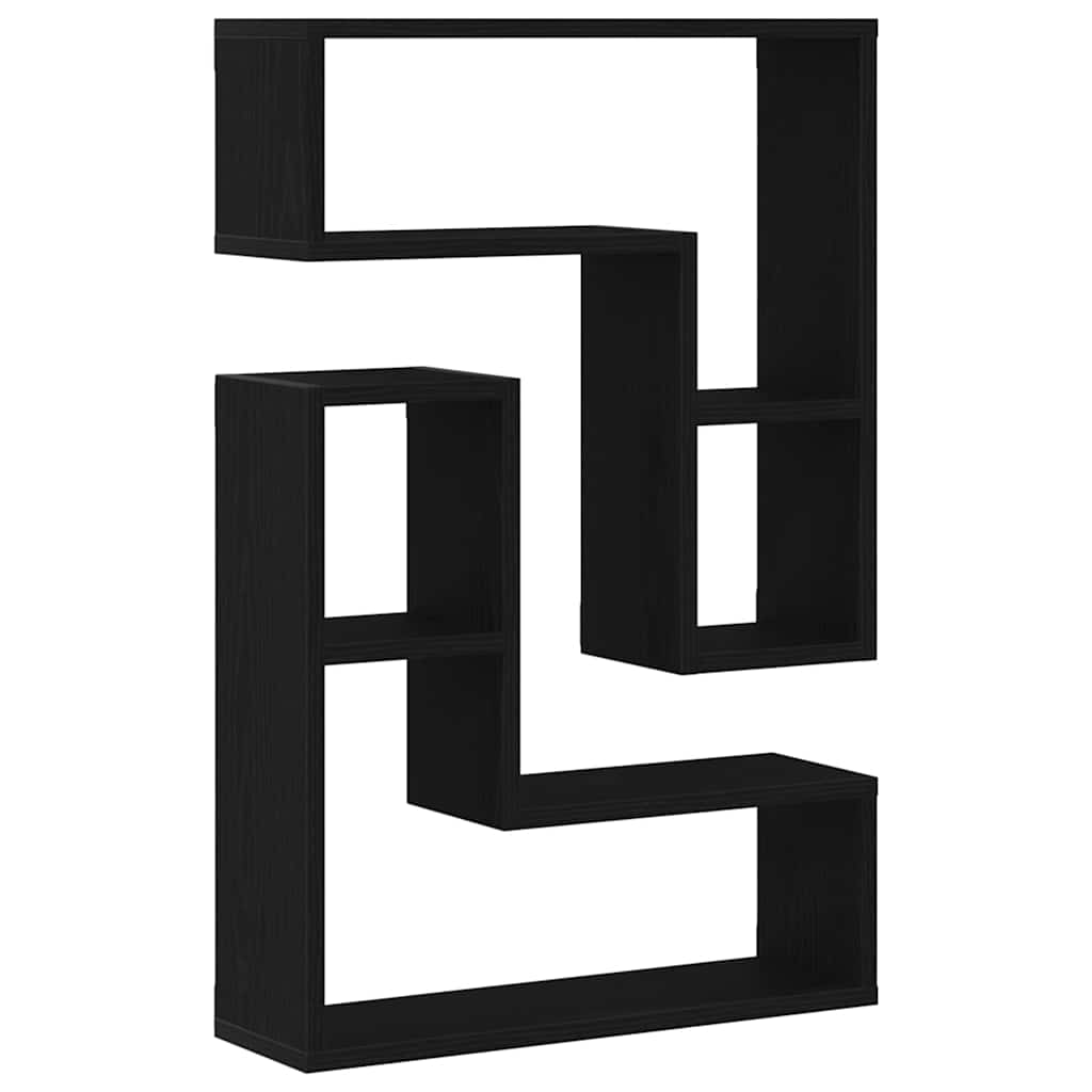 Șemele de perete cu raft 2 pcs Stejar negru 50 x 15 x 85 cm GartenMobel Dekor