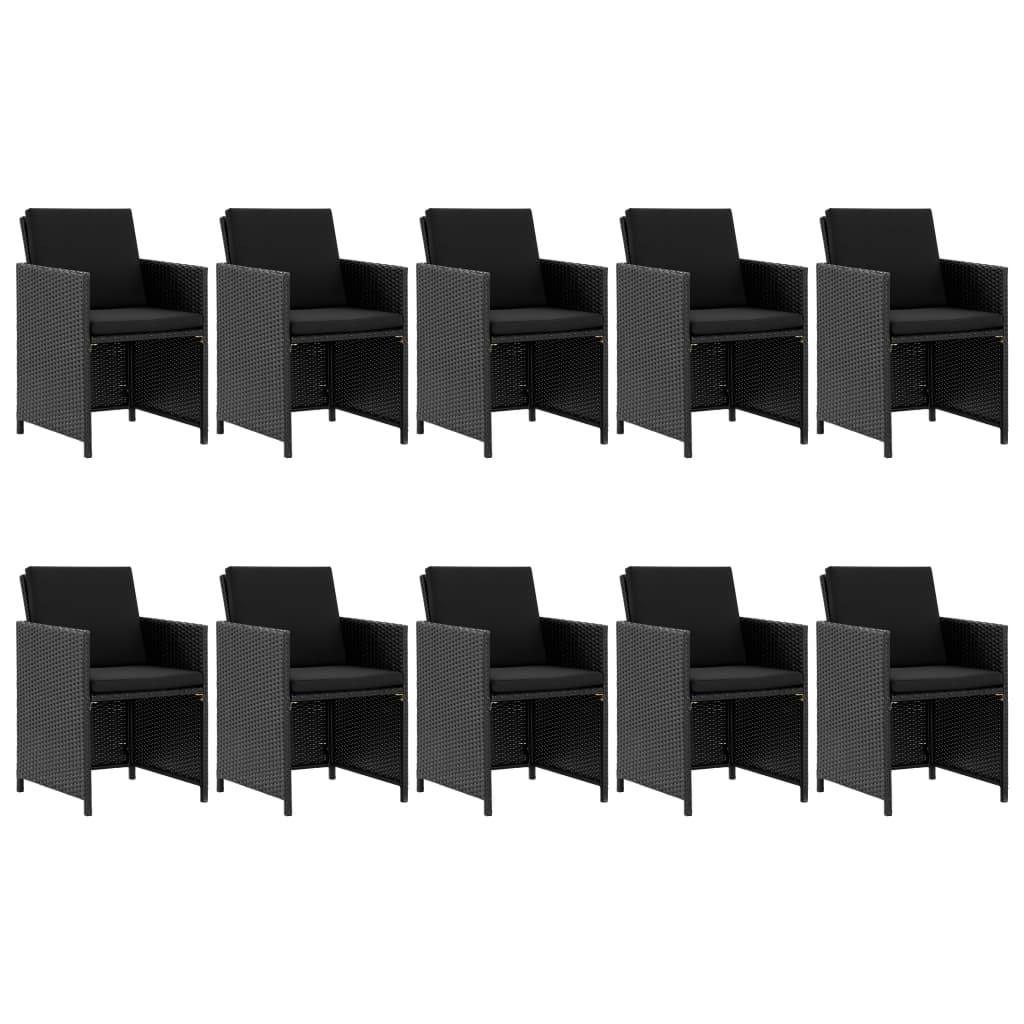 Set mobilier de exterior cu perne, 11 piese, negru, poliratan GartenMobel Dekor
