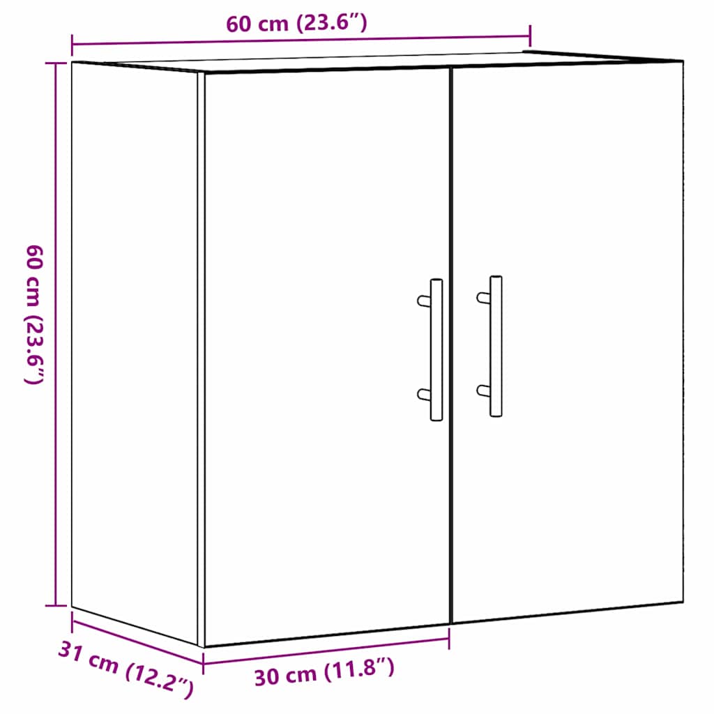 Dulap de perete Stejar negru 60 x 31 x 70 cm Lemn compozit GartenMobel Dekor