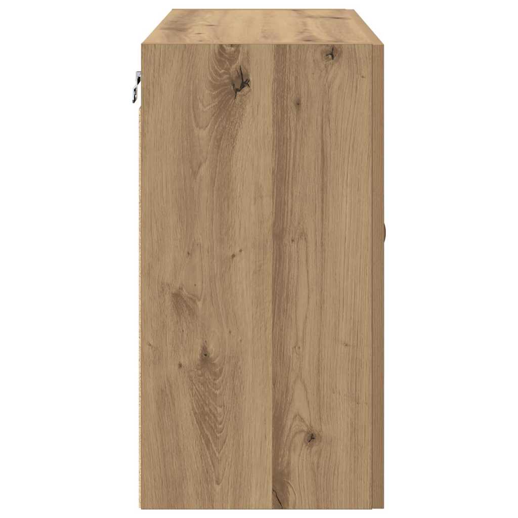 Dulap de perete stejar artizanal 60 x 31 x 60 cm Lemn compozit GartenMobel Dekor