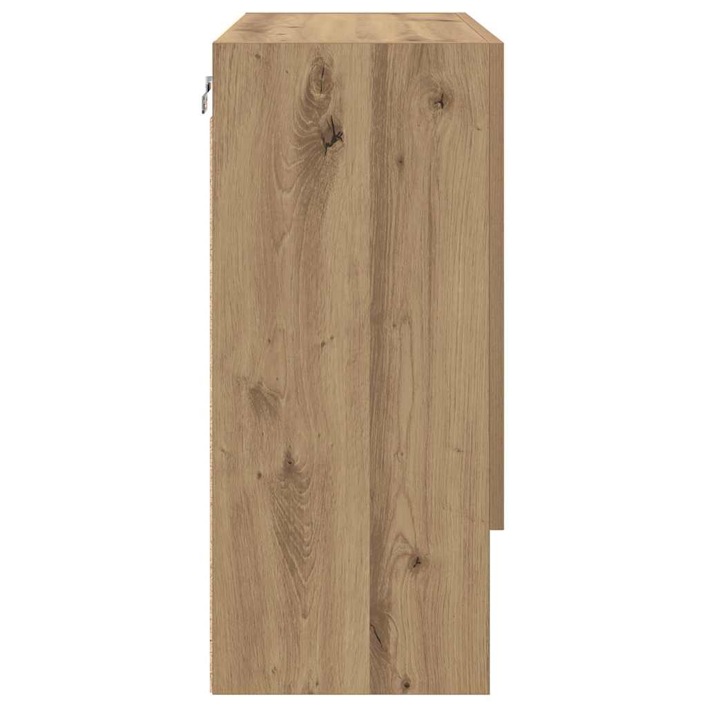 Dulap de perete stejar artizanal 60 x 31 x 70 cm Lemn compozit GartenMobel Dekor