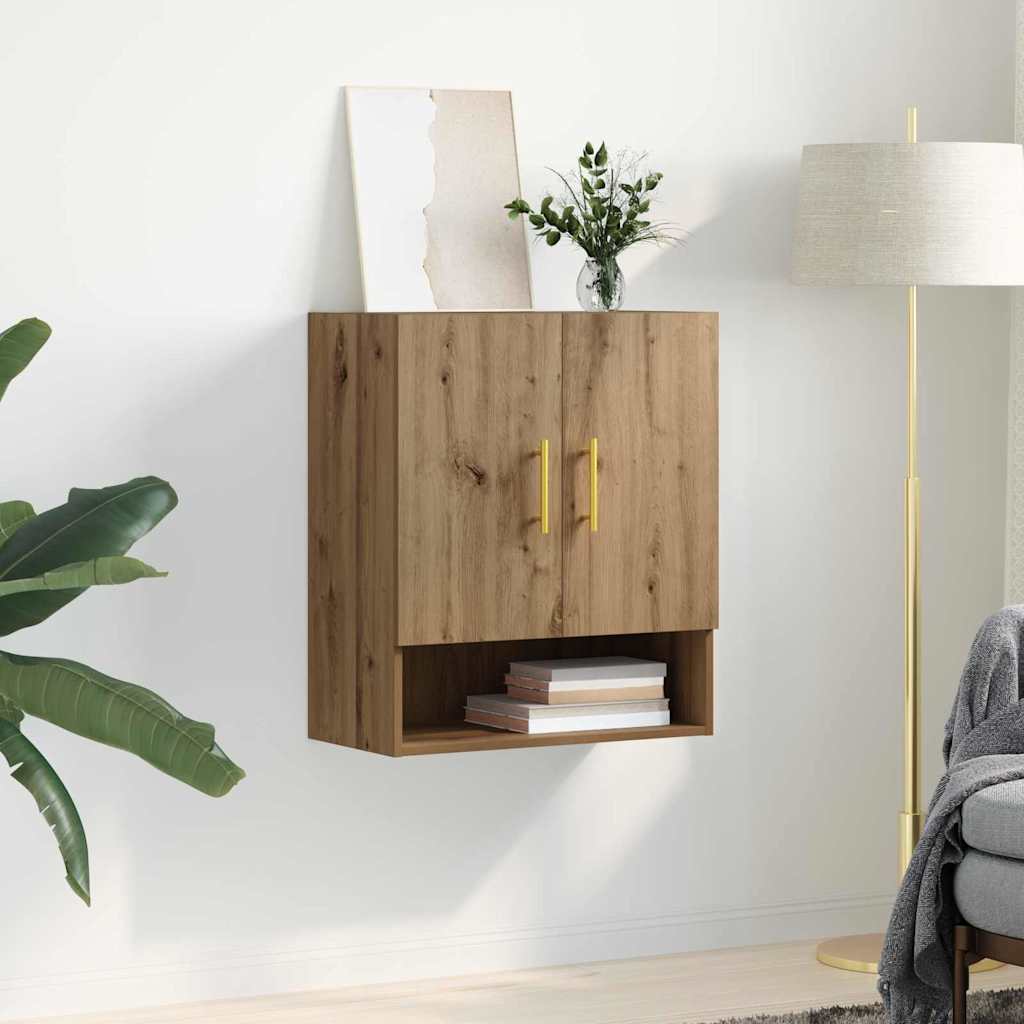 Dulap de perete stejar artizanal 60 x 31 x 70 cm Lemn compozit GartenMobel Dekor