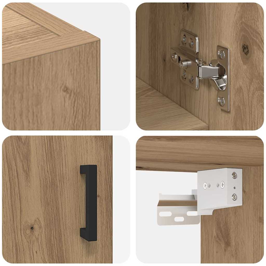 Dulap de perete stejar artizanal 60 x 31 x 70 cm Lemn compozit GartenMobel Dekor