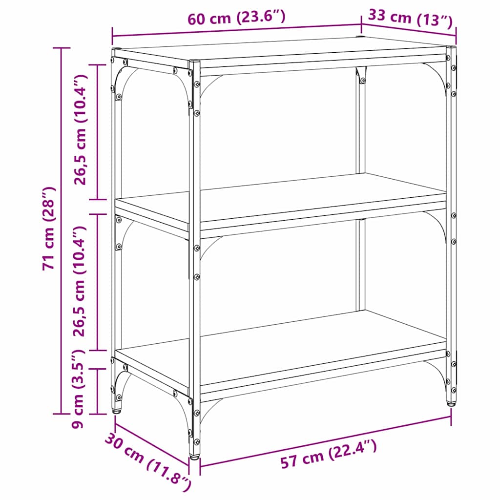 Dulap pentru cărți Lemn vechi 40 x 33 x 70.5 cm Lemn compozit GartenMobel Dekor