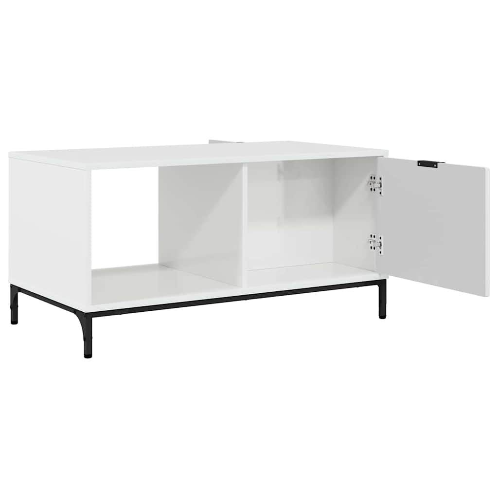 Masă de cafea Alb foarte lucios 90 x 49 x 46 cm Lemn compozit GartenMobel Dekor