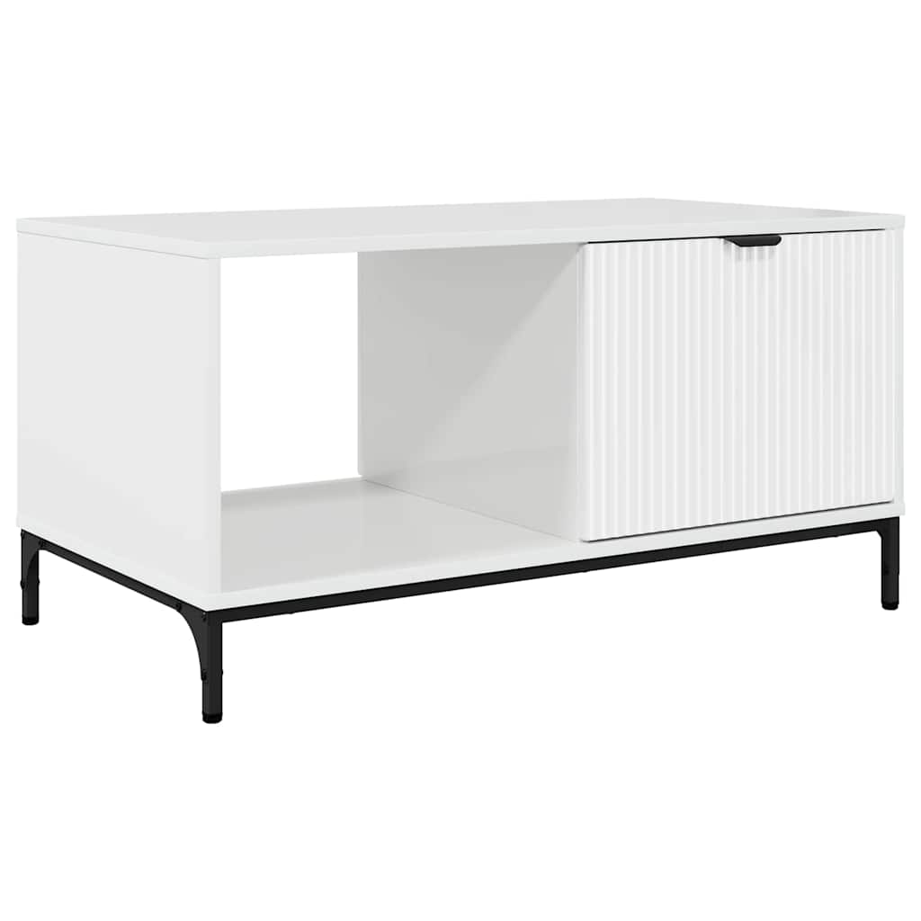Masă de cafea Alb foarte lucios 90 x 49 x 46 cm Lemn compozit GartenMobel Dekor