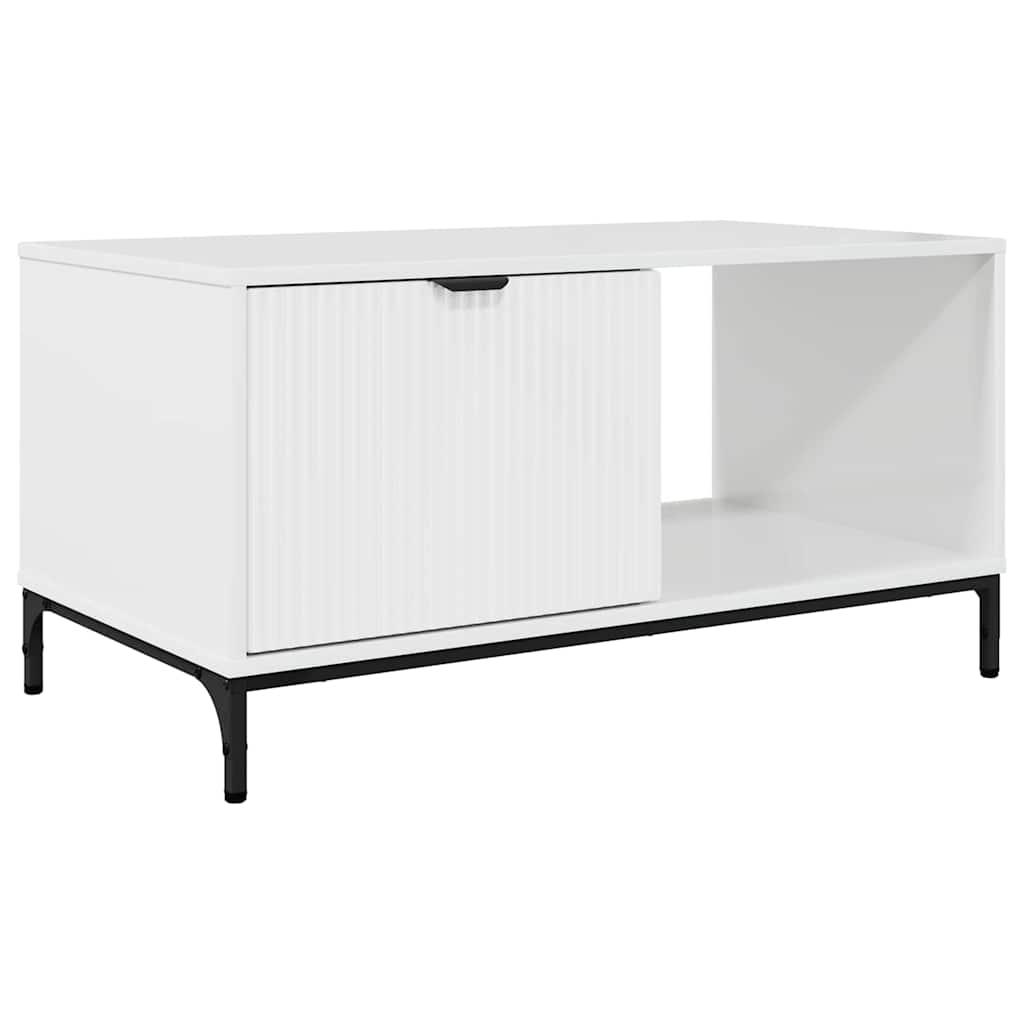 Masă de cafea Alb foarte lucios 90 x 49 x 46 cm Lemn compozit GartenMobel Dekor