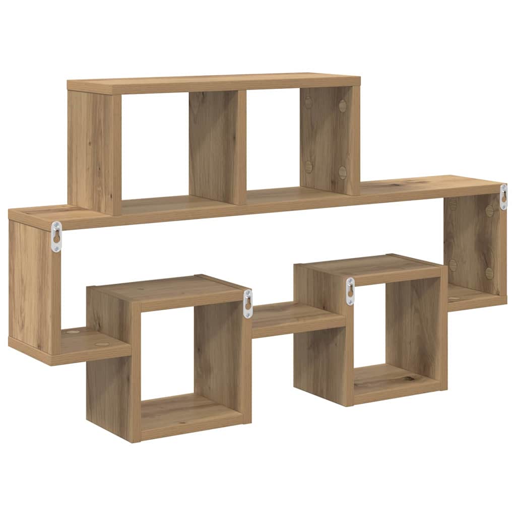 Raft de perete stejar artizanal 82 x 15 x 51 cm Lemn compozit GartenMobel Dekor