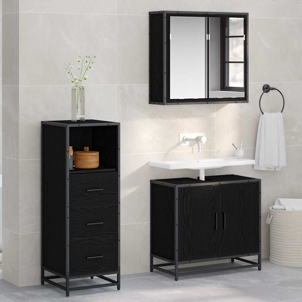 Dulap de Baie Stejar negru 35 x 37.5 x 100 cm Lemn compozit GartenMobel Dekor