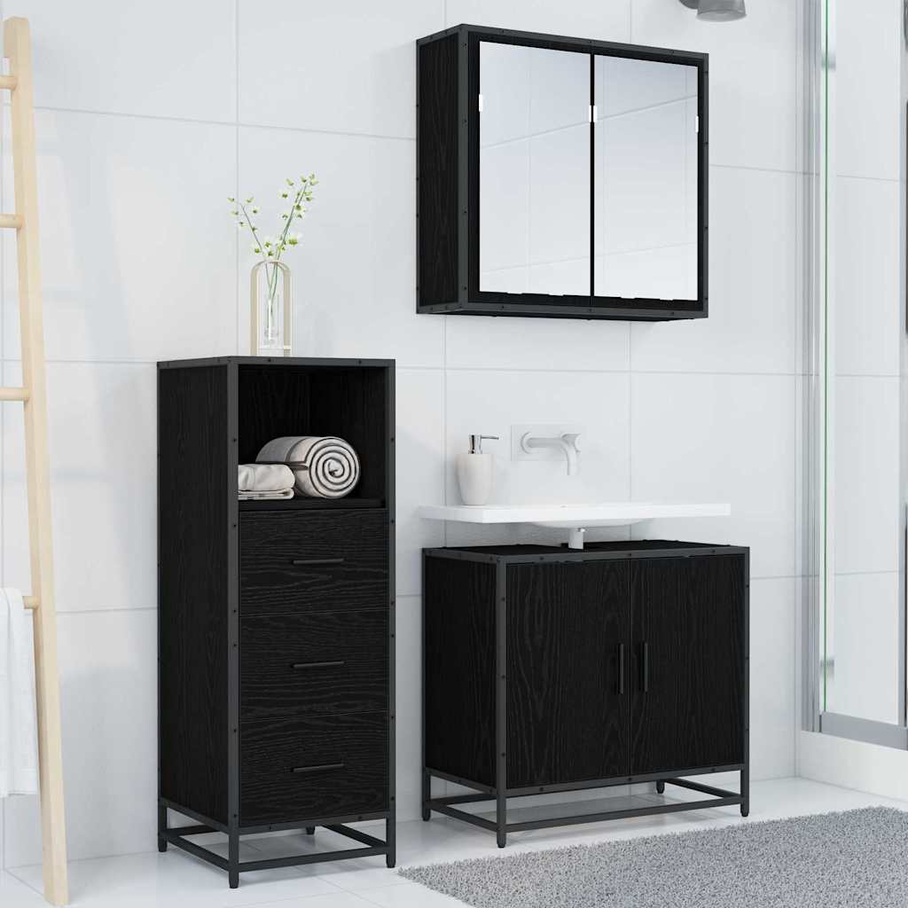 Dulap de Baie Stejar negru 35 x 37.5 x 100 cm Lemn compozit GartenMobel Dekor