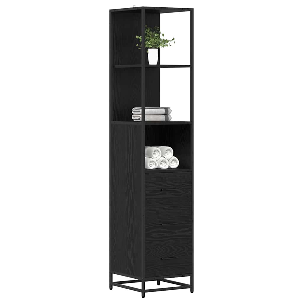 Dulap de Baie cu sertar cu raft Stejar negru 35 x 37.5 x 166 cm GartenMobel Dekor