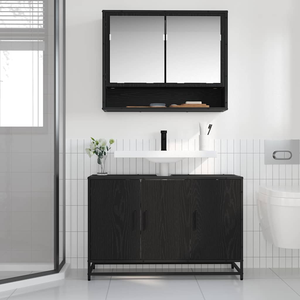 Dulap pentru Chiuveta de Baie Stejar negru 90 x 33 x 60 cm GartenMobel Dekor