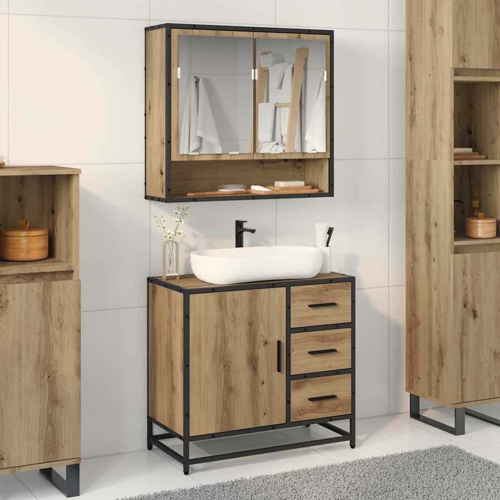 Dulap pentru Chiuveta de Baie stejar artizanal 65 x 33 x 60 cm GartenMobel Dekor