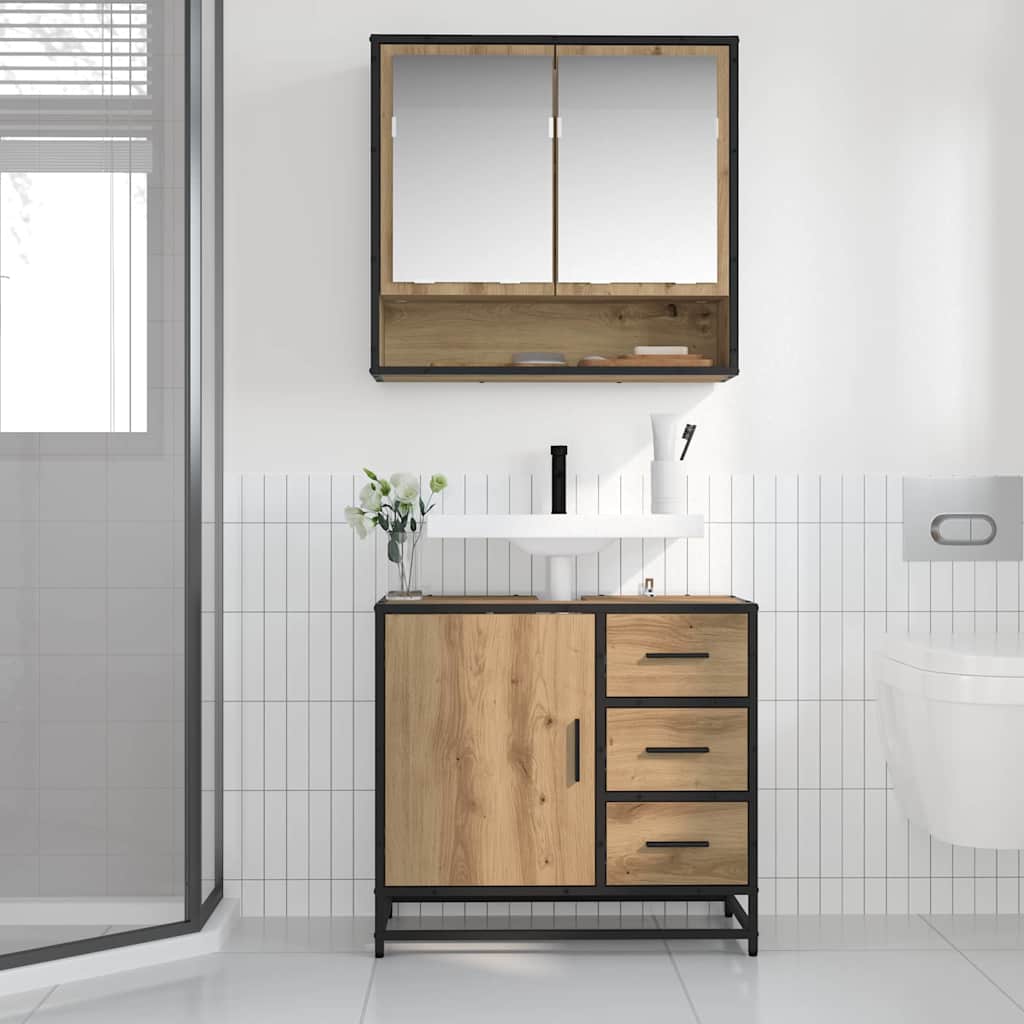 Dulap pentru Chiuveta de Baie stejar artizanal 65 x 33 x 60 cm GartenMobel Dekor