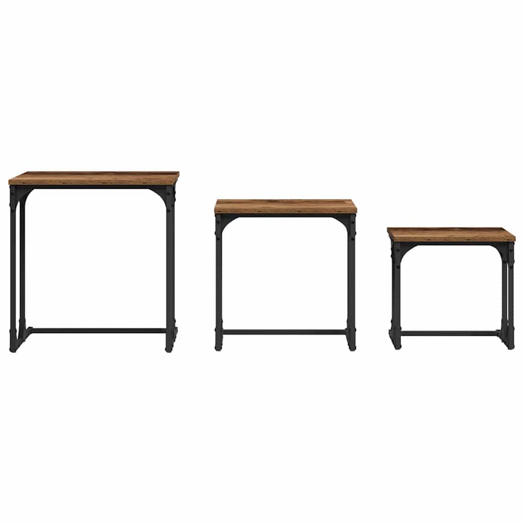 Masă de Cafea cu Tăvi Lăsate 3 pcs Lemn vechi 50.5 x 35 x 53 cm GartenMobel Dekor