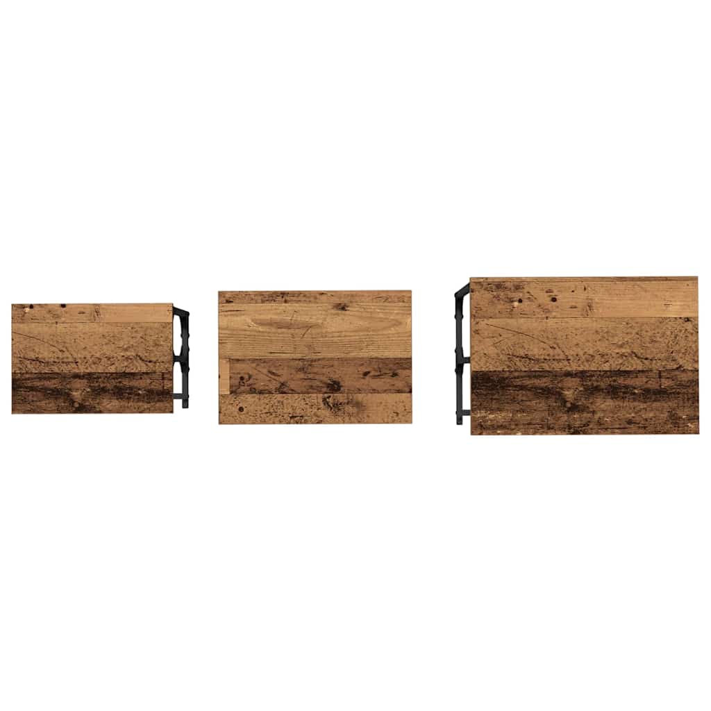 Masă de Cafea cu Tăvi Lăsate 3 pcs Lemn vechi 50.5 x 35 x 53 cm GartenMobel Dekor