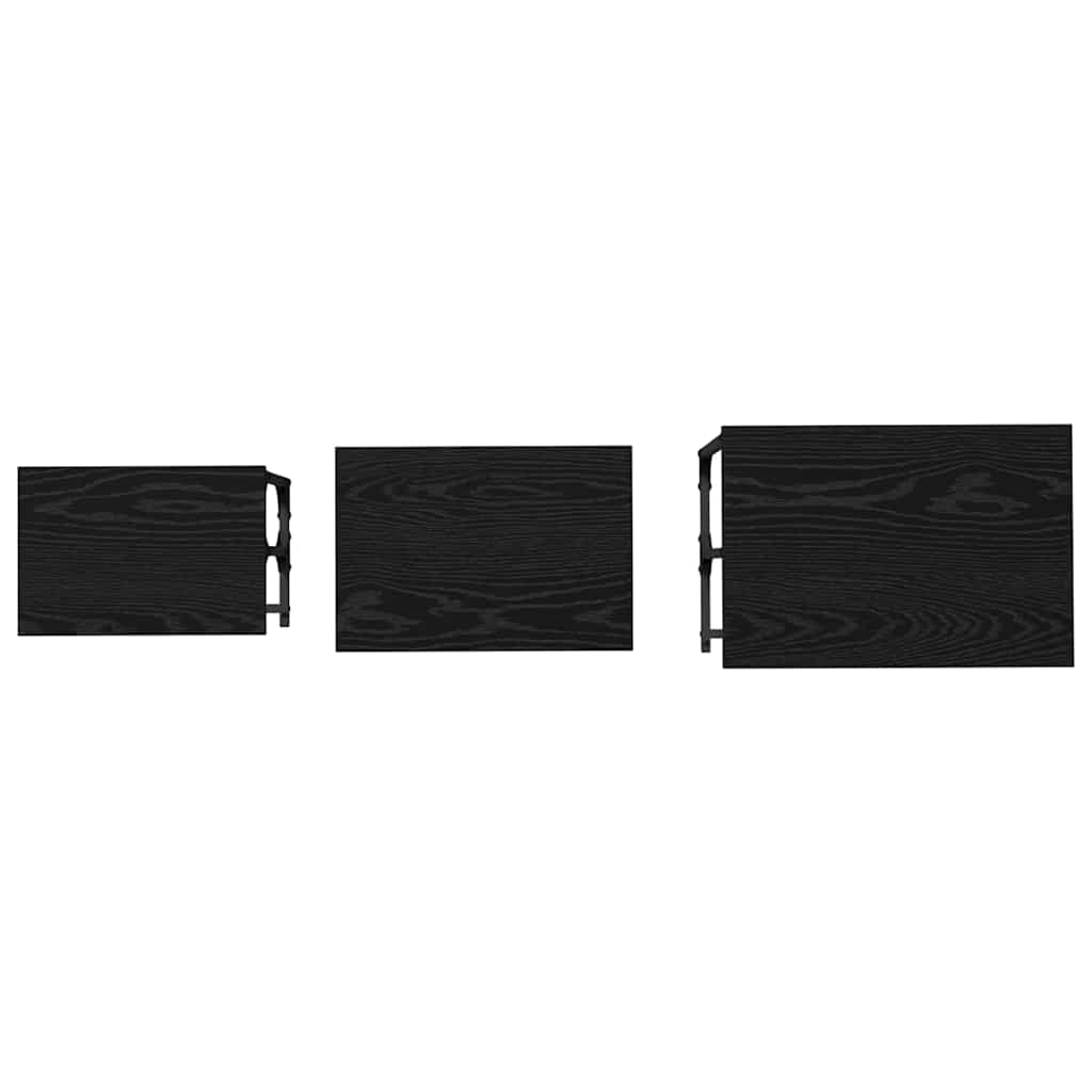 Masă de Cafea cu Tăvi Lăsate 3 pcs Stejar negru GartenMobel Dekor
